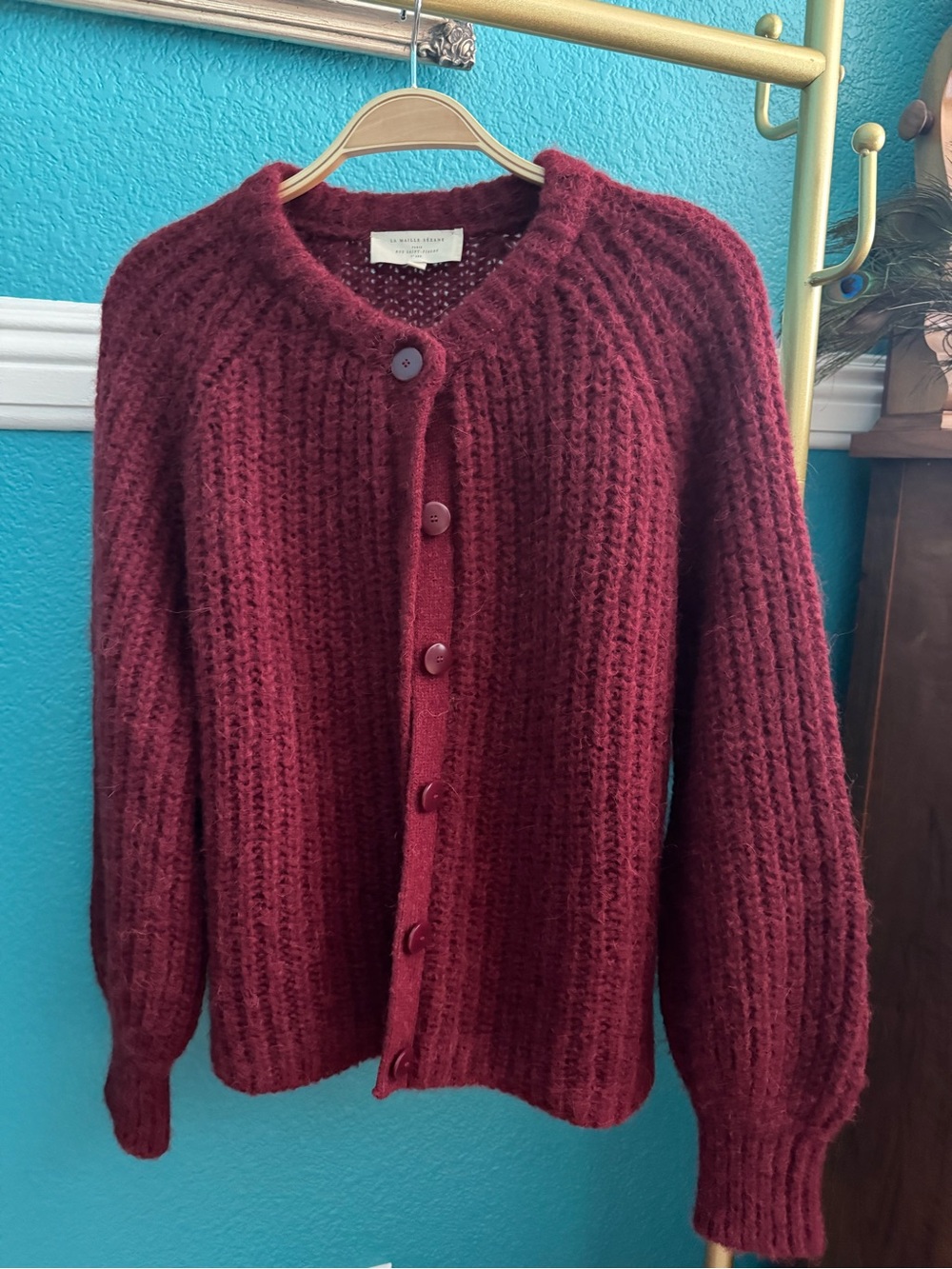 Sezane Emile Burgundy Cardigan